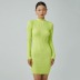 elastic slim backless round neck long sleeve solid color knitted dress NSXDX137503