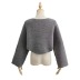 round neck cross irregular loose short long-sleeved solid color sweater NSXDX137505