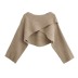 round neck cross irregular loose short long-sleeved solid color sweater NSXDX137505