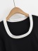 Stitching Long Sleeve Round Neck Slim Short color matching top NSXDX137508