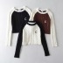 Twist Round Neck Raglan Sleeves color matching sweater NSXDX137516