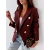 solid color long-sleeved double-breasted PU leather suit jacket NSYF138761