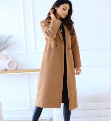 Solid Color Double-breasted Long-sleeved Lapel Button Coat NSYF138762