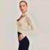solid color long-sleeved ribbed cross knitted top NSHYG138784