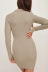 solid color V-neck elastic knitted long-sleeved short dress NSMDF138794