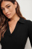 solid color V-neck elastic knitted long-sleeved short dress NSMDF138794