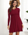 solid color round neck long-sleeved loose knitted pit strip A-line dress NSMDF138802