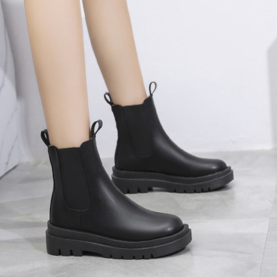 Solid Color Thick Bottom Mid Tube Boots NSYBJ138814
