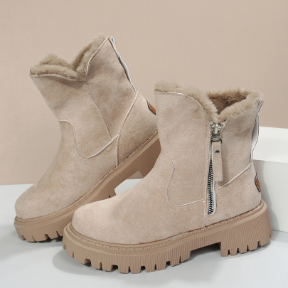 Solid Color Fleece Thickened Short Tube Boots NSYBJ138818