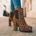 botas impermeables de tacón grueso con estampado de leopardo/color sólido y punta redonda NSYBJ138820