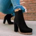round toe solid color/leopard print thick heel waterproof boots NSYBJ138820