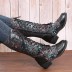 side zipper retro flat embroidered low heel boots NSYBJ138822