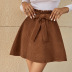 solid color corduroy high waist waist belt A-line skirt NSYSQ138832