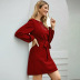 solid color long sleeve loose belt A-line dress NSYSQ138833