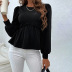 solid color loose puff sleeves long-sleeved top NSYSQ138836