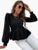 solid color loose puff sleeves long-sleeved top NSYSQ138836