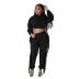 solid color crop hoodie fringed edge leggings two-piece set NSXLY138838