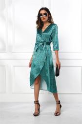 Print Casual Long Sleeve Wrap Dress NSXLY138841