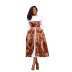 round neck long sleeve printing large skirt dress NSXLY138845