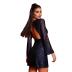 Slim Fit see-through High Waist Backless A-line Dress NSXLY138850