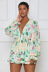 floral printed Chiffon Flared Sleeves deep V-neck Jumpsuits NSXLY138853