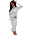 solid color ribbed long-sleeved standing collar dress NSBLS138854