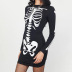 skeleton printing round neck long-sleeved dress NSBLS138858