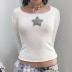 contrast color star print round neck long-sleeved T-shirt NSSSN138860