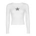 contrast color star print round neck long-sleeved T-shirt NSSSN138860