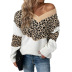 V-neck pullover hit color leopard print sweater NSMMY138861