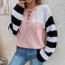color matching striped knitted pullover straps sweater NSMMY138864