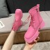 Soft leather thick-soled square-toe lace-up short boots NSYBJ138874