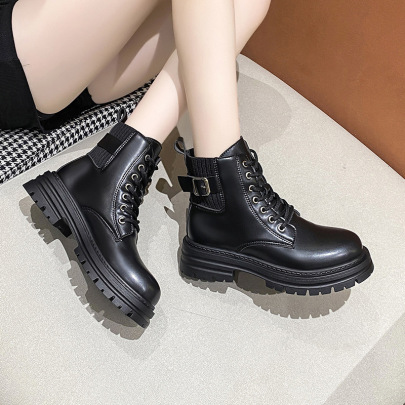 Thick-soled Lace Up Boots NSYBJ138877