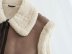 chaleco sin mangas de cuero PU de lana de cordero con solapa de cuello alto NSAM138882