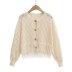 solid color loose knitted long-sleeved hollow out crop cardigan NSAM138883