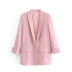 solid color buckle one button long sleeve suit jacket multicolors NSAM138888