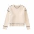 Contrast Color Thread Decorative long sleeve Sweater NSAM138889