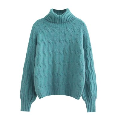 Solid Color Turtleneck Long Sleeve Pullover Sweate NSAM138893