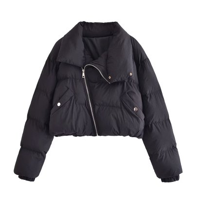 Casual Diagonal Zipper Long Sleeve Cotton Jacket NSAM138898