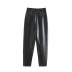 pantalones de piel sintética de cintura alta de color sólido NSAM138899
