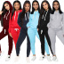 solid color drawstring hoodie slim sweatpants two-piece sets NSMRF138905