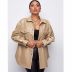 solid color long sleeve lapel PU leather jackets NSPBY138913
