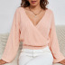 solid color v-neck loose long-sleeved pullover sweater NSYSQ138917