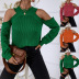 solid color off-the-shoulder round neck pullover loose long-sleeved sweater NSYSQ138918