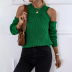 solid color off-the-shoulder round neck pullover loose long-sleeved sweater NSYSQ138918