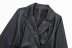 solid color faux leather mid length suit jacket NSAM138923