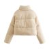 solid color standing collar long sleeve fleece padded jacket NSAM138936