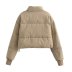 chaquetas acolchadas de algodón cortas de manga larga con cuello alzado de color liso NSAM138941