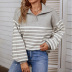 suéter con mangas farol y solapa a rayas color block NSMMY138961