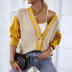 color contrast striped single-breasted sweater NSMMY138962